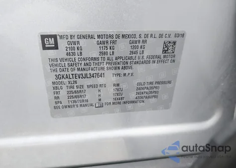 2018 GMC Terrain Sle из США, поврежденный, VIN 3GKALTEV3JL347641